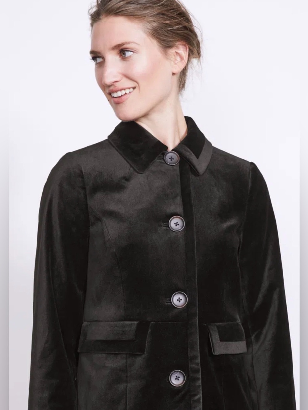 BODEN 12 Gigi Velvet Party Trench Dress Coat in black - Picture 3 of 12